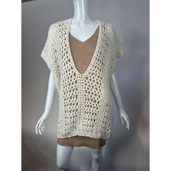 Handmade Crochet Vintage Vest  OS Cream  Crochet Polyester Blend - Picture 16 of 16